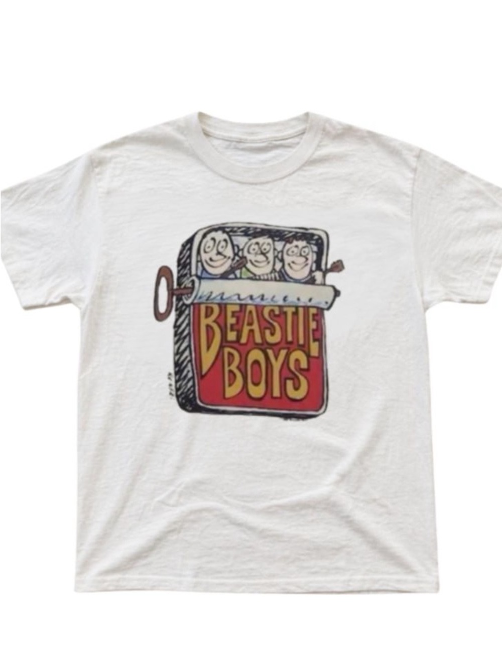 White Graphic Tee with Red & Yellow Beastie Boys Artwork